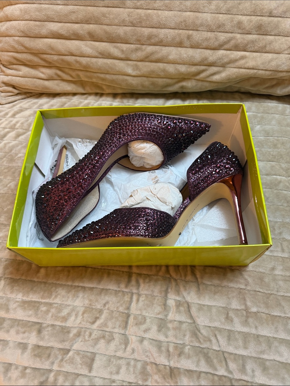 Gianni Bini Plum Crystal-Studded Pointed Pumps - Picture 6 of 7